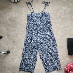 Old Navy Navy Floral Jumpsuit